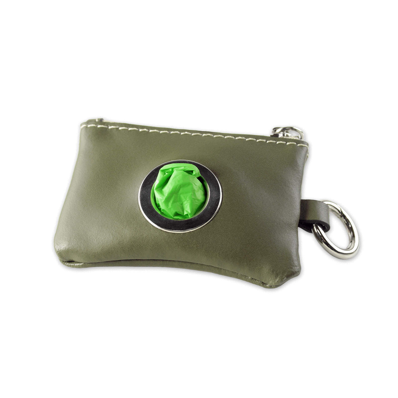 Borsina Porta Sacchettini in pelle verde