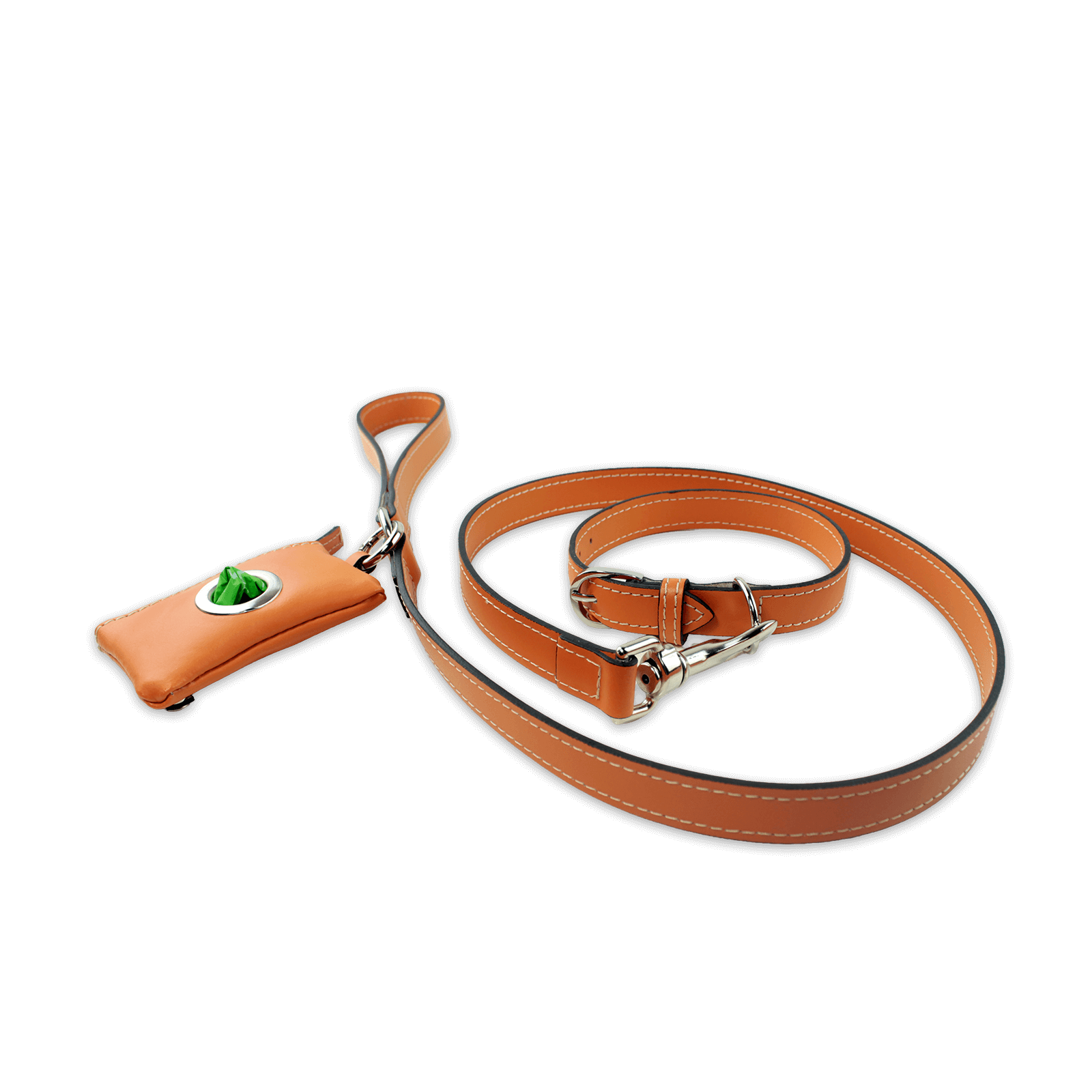 kit pelle guinzaglio collare e borsino per cane